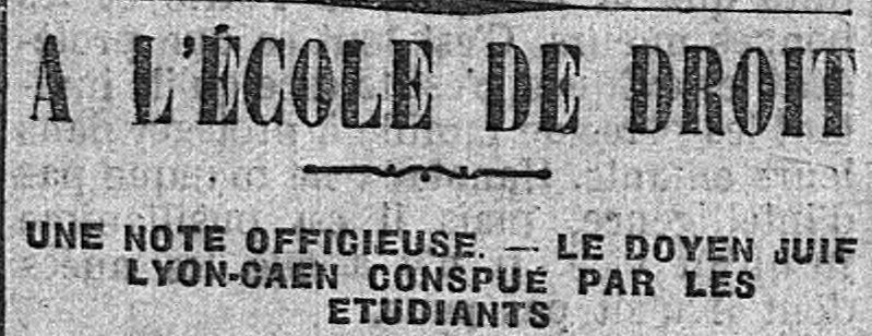 L’antisémitisme à la faculté de droit de Paris avant 1939