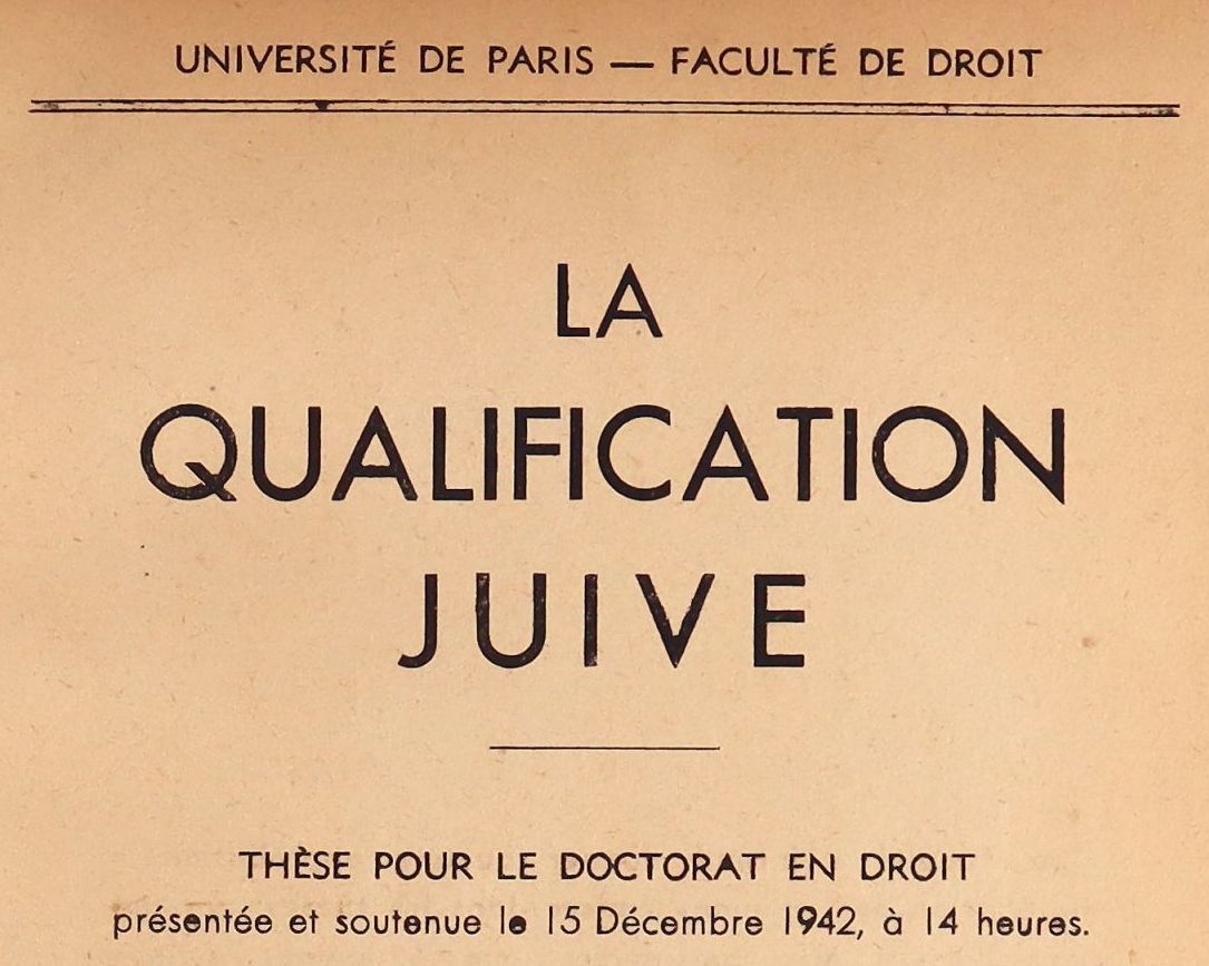 Les professeurs de droit face à la législation antisémite