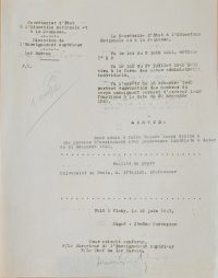 Source Archives nationales, AJ/16/932
<br><br>
<strong> L’arrêté portant mise à la retraite du professeur Aftalion ne sera publié que plusieurs mois après l’entrée en vigueur de la première loi portant statut des juifs. Celui-ci est rétroactif à compter de la date du 21 décembre 1940. </strong>