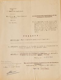Source Archives nationales, AJ/16/932
<br><br>
<strong>La libération de la France permet la réintégration d’Albert Aftalion ainsi que de ses collègues exclus au sein de la faculté. Albert Aftalion a pourtant, à l’automne 1944, atteint la limite d’âge pour exercer ses fonctions. </strong>
