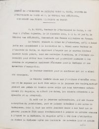 Source Archives nationales, AJ/16/7116<br/>Document numérisé <a href="https://expo-victimes-vichy-faculte-droit-paris.bibliothequecujas.fr/compte-rendu-de-lentretien-de-gilbert-gidel-au-sujet-du-professeur-basdevant/" target="_blank">consultable ici</a>.
<br><br>
<strong>L’affaire Basdevant prend un nouveau tournant avec la publication de sa lettre de démission à la fois par la résistance et dans des journaux favorables au régime de Vichy cherchant à le discréditer publiquement. Cette dénonciation attire l’attention des autorités occupantes sur le professeur et la faculté de droit. La méfiance à son égard s’accentue lors de la rentrée universitaire de 1941, à l’occasion de son premier cours, auquel assiste un informateur des autorités allemandes. Dans son introduction, Basdevant aurait formulé des critiques jugées imprudentes à l’encontre de l’application du droit des gens par l’occupant. Par conséquent, Gilbert Gidel est convoqué pour la première fois par le général commandant des forces militaires d’occupation en France le 15 décembre 1941. Au cours de cet échange, le général insiste sur la nécessité pour les étudiants de la faculté d’adopter une attitude de stricte réserve pendant cette période.</strong>