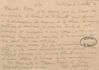 Source Archives nationales, 3W/323
<br><br>
<strong> Malgré son éloignement contraint de la faculté, Albert Aftalion ne demeure pas moins attaché à cette dernière. Par cette lettre adressée au doyen Ripert, il s’émeut de l’opposition de ses collègues au remplacement de sa chaire d’économie. Exilé à Toulouse, il s’agit de la dernière trace qu’il laissera avant la fin de la guerre. </strong>