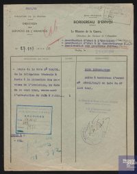 Bordereau d’envoi : copie de la Note no 524/GL. de la Délégation Générale à Paris à la Direction des Services de l’Armistice, en date du 23 août 1941, concernant l’arrestation de Juifs à Paris…, 29 août 1941