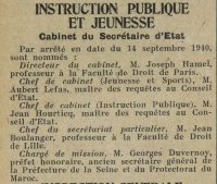 Source gallica.bnf.fr / Bibliothèque nationale de France
<br><br>
<strong>Deux autres professeurs remplissent des fonctions ministérielles à Vichy. Joseph Hamel, professeur de droit privé à la faculté de droit de Paris, suit son doyen Georges Ripert à Vichy, où il occupe le poste de directeur de cabinet de ce dernier de septembre à décembre 1940.<strong>