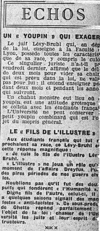 Source gallica.bnf.fr / Bibliothèque nationale de France
<br><br>
<strong>Cette affectation à Lyon entraîne l'animosité de la presse antisémite.</strong>