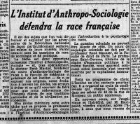Source gallica.bnf.fr / Bibliothèque nationale de France
<br><br>
<strong>René Maunier, professeur de législation, d’économie et de sociologie coloniales à la faculté de droit de Paris, enseigne également la sociologie coloniale à l’Institut d’anthropo-sociologie, une institution marquée par la promotion de la prétendue « race française » et créée avec le soutien du Commissariat général aux questions juives. En juin 1942, il participe par ailleurs à un congrès d’ethnologie en Allemagne, organisé sous l’égide du <em>Reichsforschungsrat</em>.<strong>