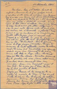 Source Mémorial de la Shoah / Coll. Pierre Lyon-Caen, cote CMLXXXVI (21)-11<br/>Document numérisé <a href="https://expo-victimes-vichy-faculte-droit-paris.bibliothequecujas.fr/lettre-de-francois-lyon-caen-sur-loccupation-de-ses-journees/" target="_blank">consultable ici</a>.