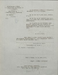 Source Archives nationales, AJ/16/1333
<br><br>
<strong> W. Oualid est cependant victime du statut des Juifs, et est mis à la retraite d’office par un arrêté, qui est rétroactif. Il fait une demande de dérogation au titre de l’article 8 de cette loi du 2 juin 1941.</strong>