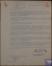 Source Mémorial de la Shoah, Paris (France), XXVIIIa-13
<br><br>
<strong>Vichy souhaitait que les représentants des différentes associations juives participent au CA de l’UGIF. Après s’être réunis, ceux-ci décidèrent de refuser la proposition. La lettre de W. Oualid en est un exemple, insistant sur le refus ferme que l’UGIF soit considéré comme représentant l’ensemble des Juifs de France.</strong>